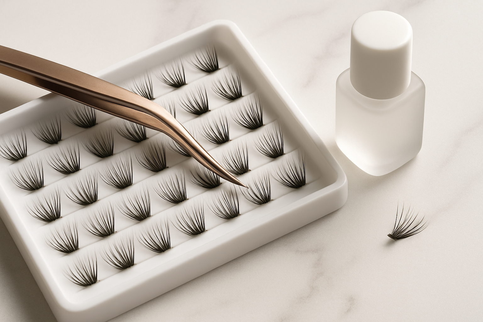 DIY lash cluster segments with tweezers and bond — application guide at Oseila Beauty