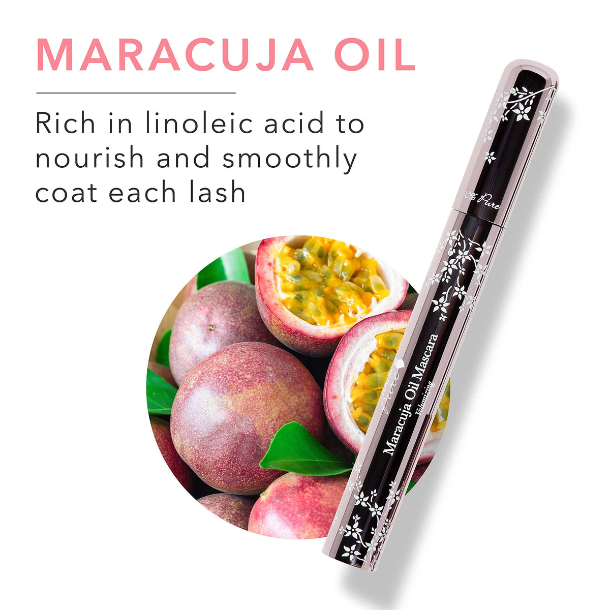100% PURE Maracuja mascara water-resistant finish on lashes