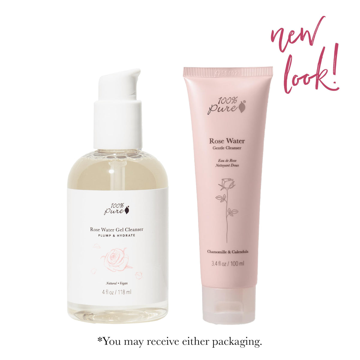 Hands gently massage 100% PURE Rose Water Gel Cleanser onto the face for soothing cleansing.