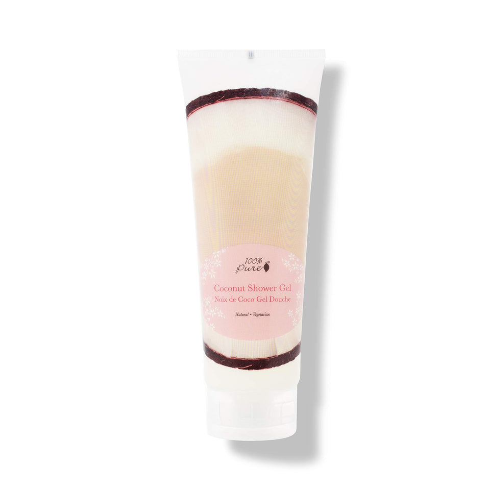 100% PURE Coconut Shower Gel bottle for refreshing all-over cleansing.