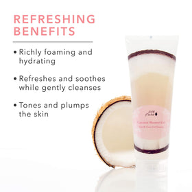 Close-up of creamy lather in 100% PURE Coconut Shower Gel.