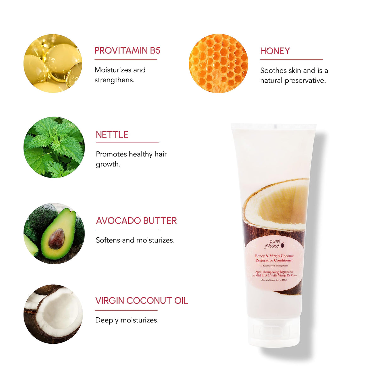 Pour spout view showing easy application for detangling and conditioning.