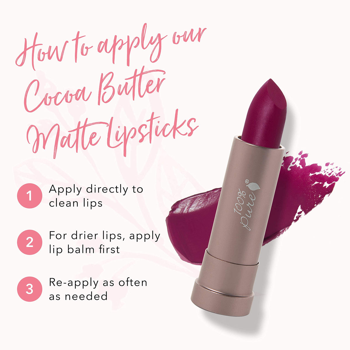 Hydrating blend of cocoa butter, shea butter, and vitamin E on lips