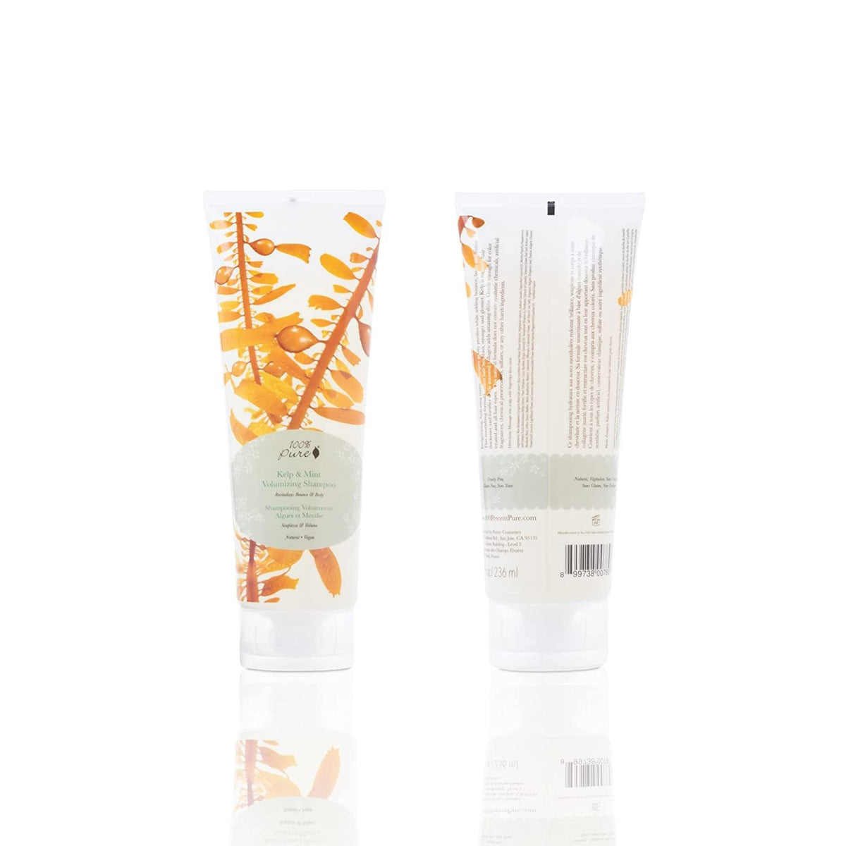 Applying 100% PURE Kelp & Mint Shampoo during a wash for volumized hair.