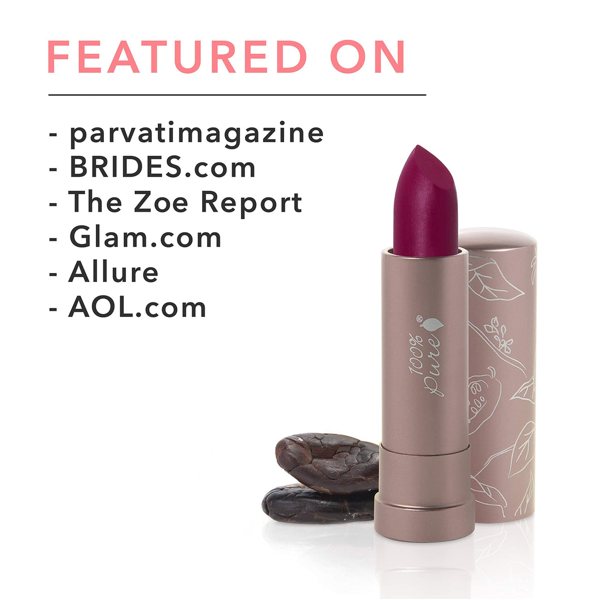 Made in USA, cruelty-free label for 100% PURE lipstick