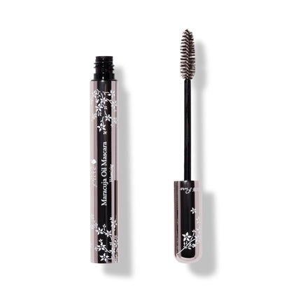 100% PURE Maracuja Oil Mascara bottle showing rich dark chocolate pigment and clean formula