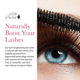 Close-up of 100% PURE Maracuja Oil Mascara wand for smooth, clump-free application