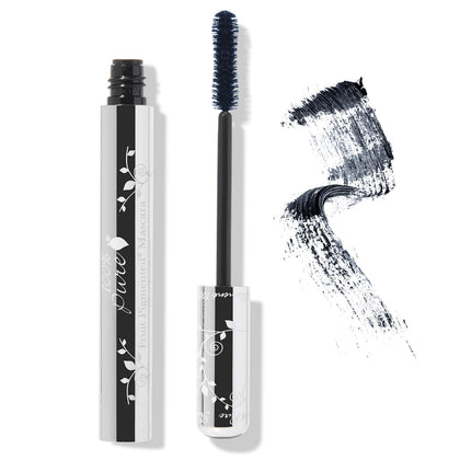 100% PURE Ultra Lengthening Mascara blueberry wand coats lashes for dramatic length.