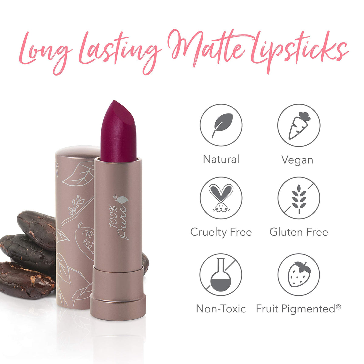 Vegan, gluten-free lipstick with cruelty-free branding