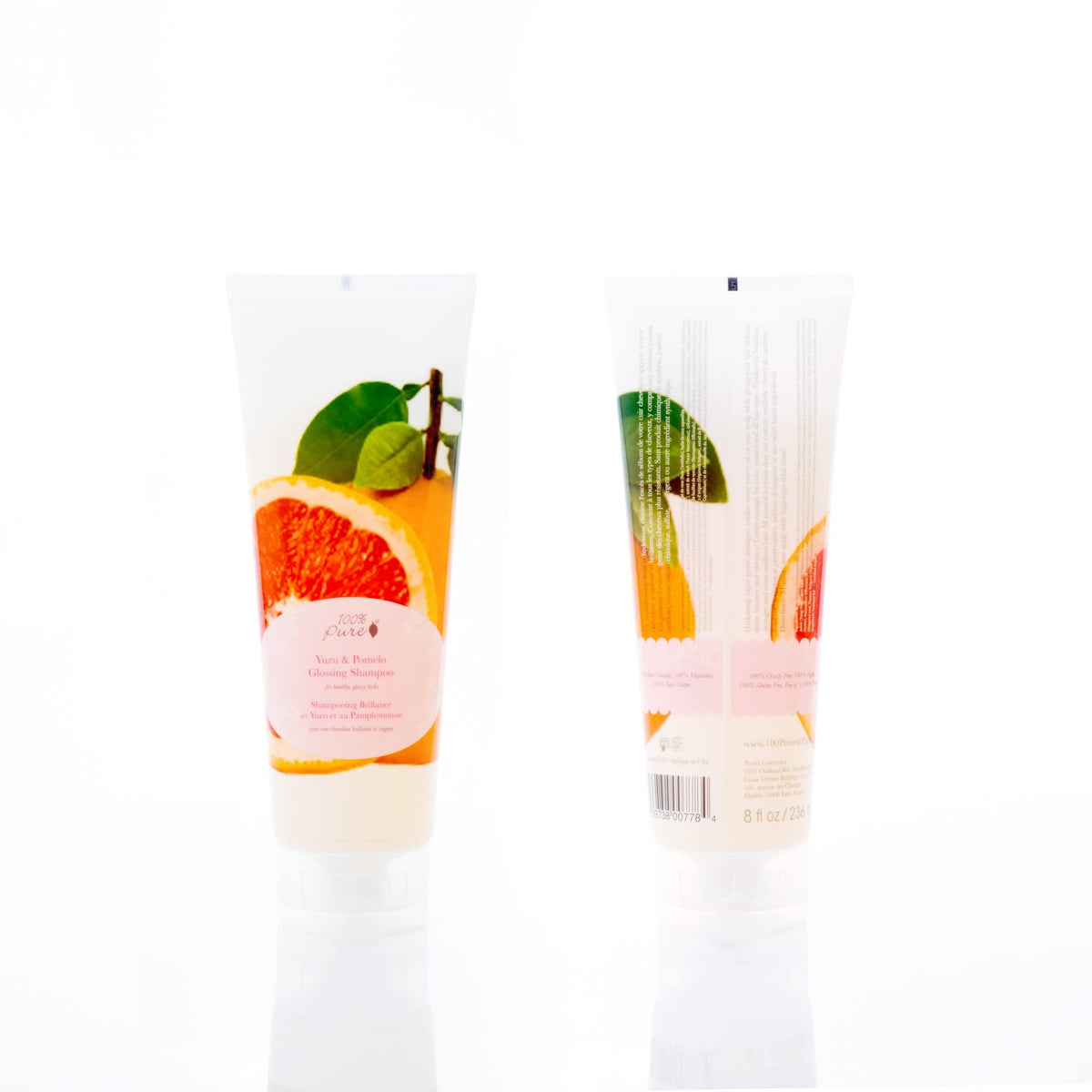 Post-wash shine on healthy-looking hair with 100% PURE Yuzu & Pomelo Glossing Shampoo.