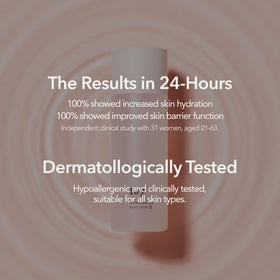 107 Hyaluronic Acid Toner texture closeup emphasizes gentle, soothing formula.