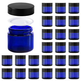 11 Hoa Kinh 2oz blue glass jar with lid, airtight for lotions.