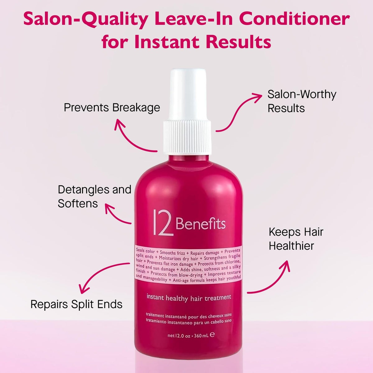 12 Benefits Leave-In Spray detangles hair for easier styling