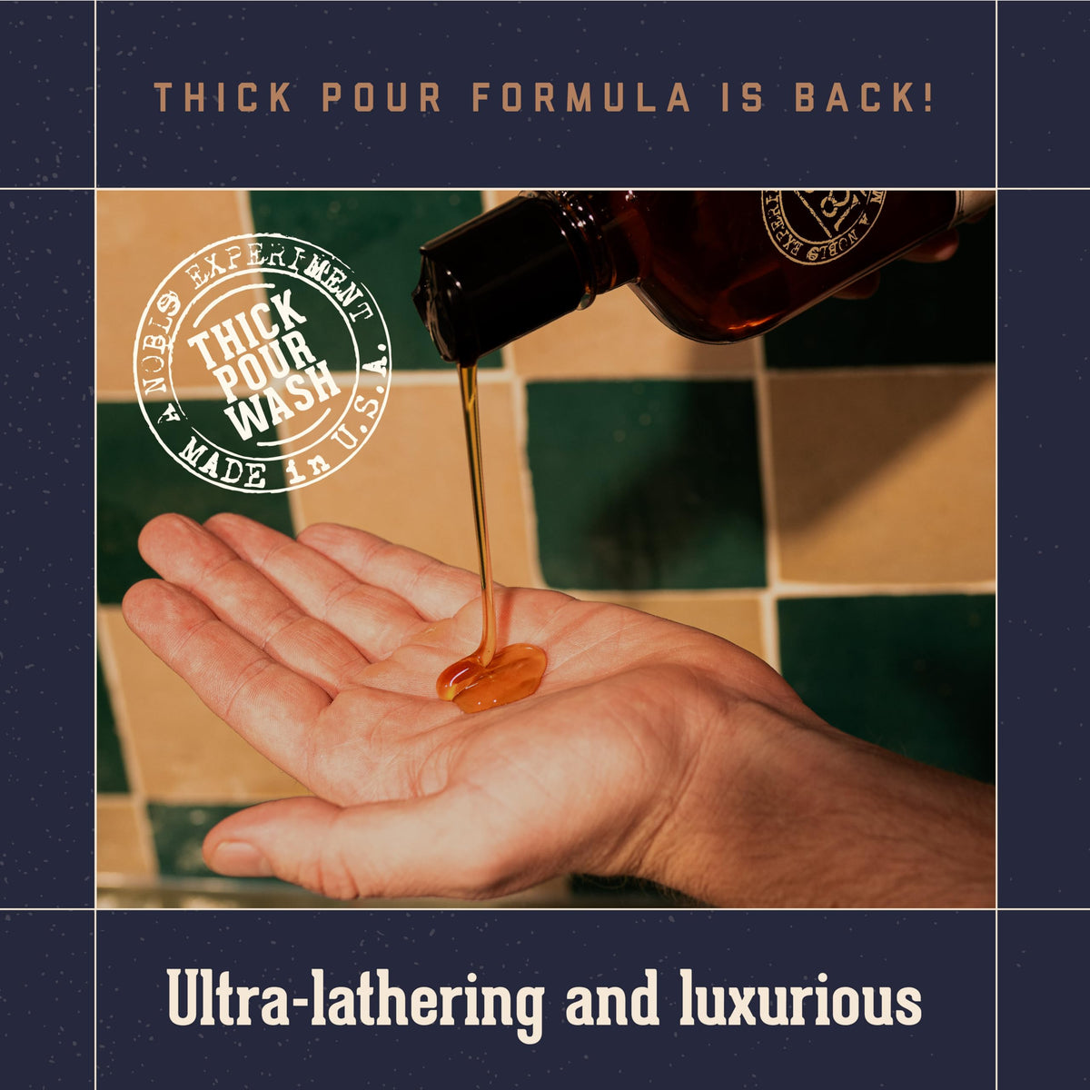 Foam lather formed on hair and skin during a refreshing Absolute Mahogany shower.