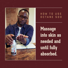 Hands applying Octane 500 Sweet Tobacco lotion to demonstrate quick absorption