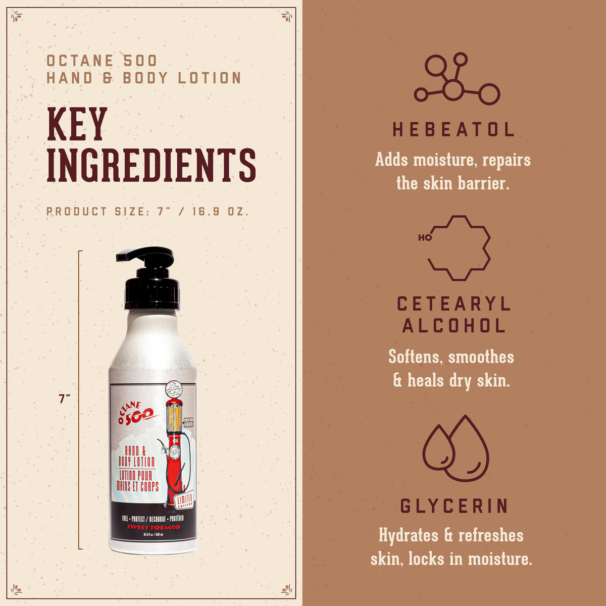 Texture swirl of Octane 500 Sweet Tobacco lotion showing rich creaminess