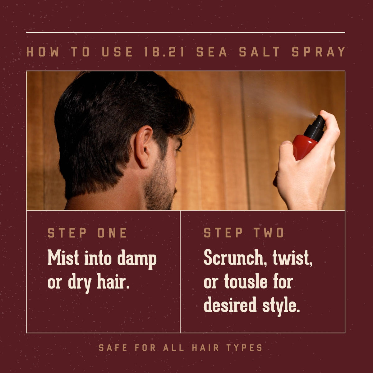 18.21 Man Made Sea Salt Spray creates beachy waves with a matte finish.