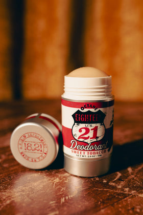 18.21 Man Made deodorant stick Sweet Tobacco gift-ready packaging appeals as a refined present.