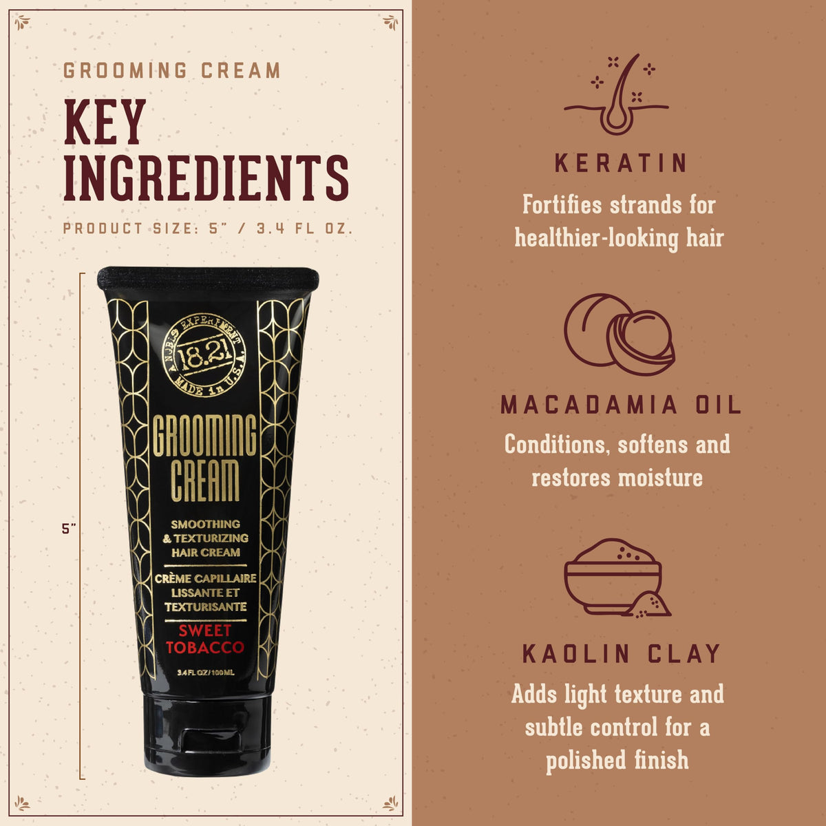 18.21 Man Made Grooming Cream lightweight styling for everyday wear.