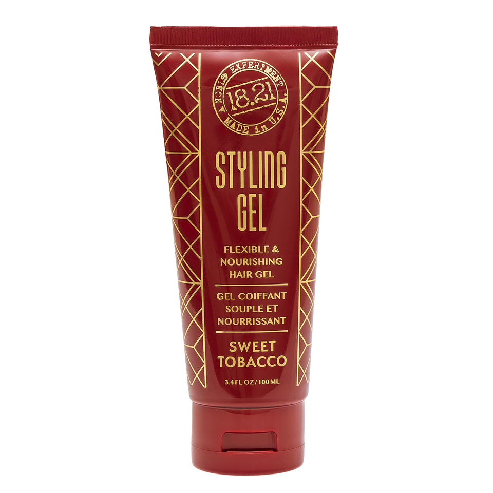 18.21 Man Made hair styling gel tube closeup highlighting flexible hold