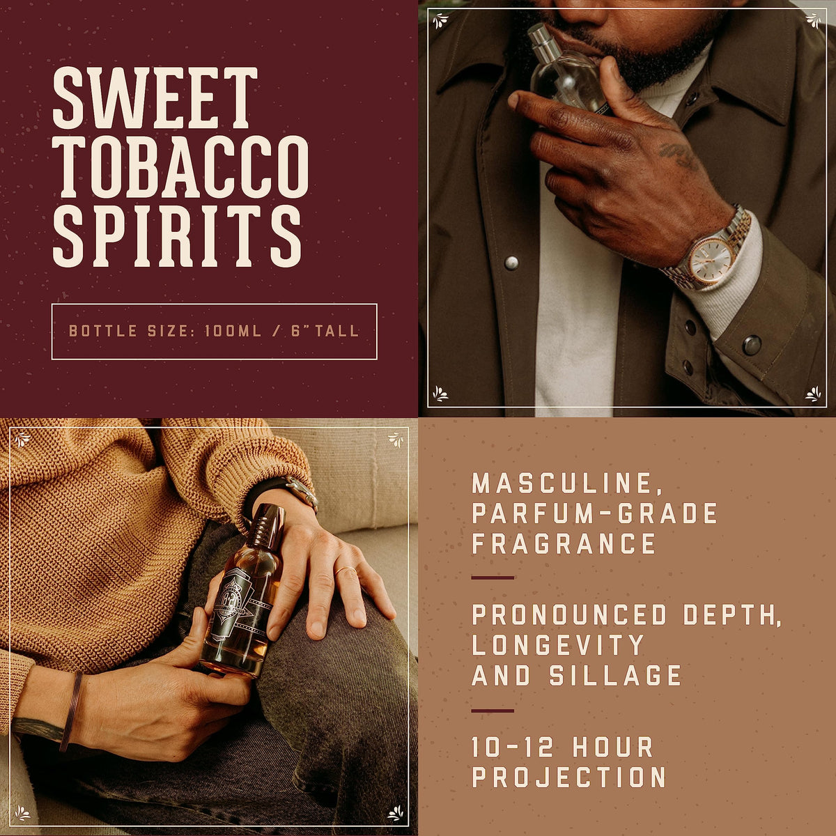 18.21 Man Made Sweet Tobacco atomizer delivers a smooth projection for daily wear.