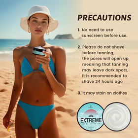 Applying 2Bmagic Shine Brown Tanning Gel for balanced tanning in outdoor sun exposure.