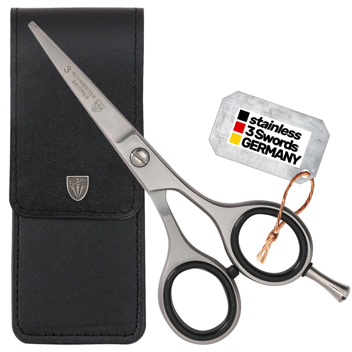 3 Swords Germany beard scissors with straight blade for precise grooming and natural trims.