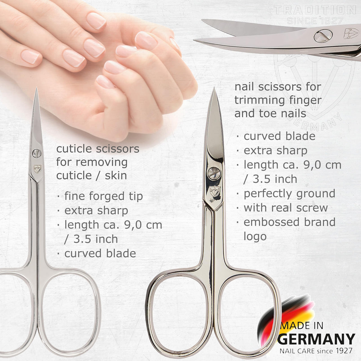 3 Swords cuticle scissors deliver precise grooming.