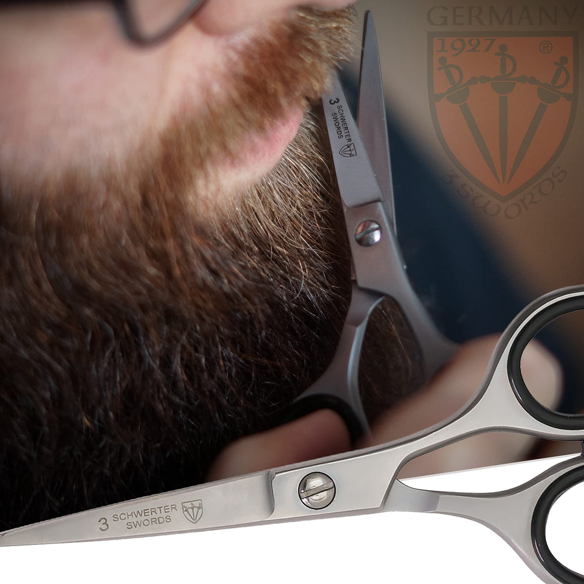 Close-up of 3 Swords Germany stainless steel scissors for clean cuts.