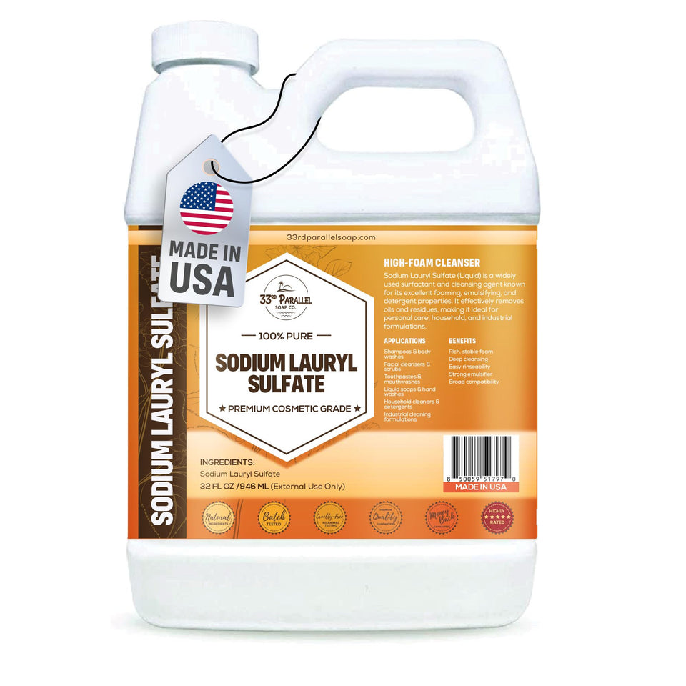 33RD PARALLEL SOAP CO. SLS LIQUID 32OZ BOTTLE, versatile base for cleansers.