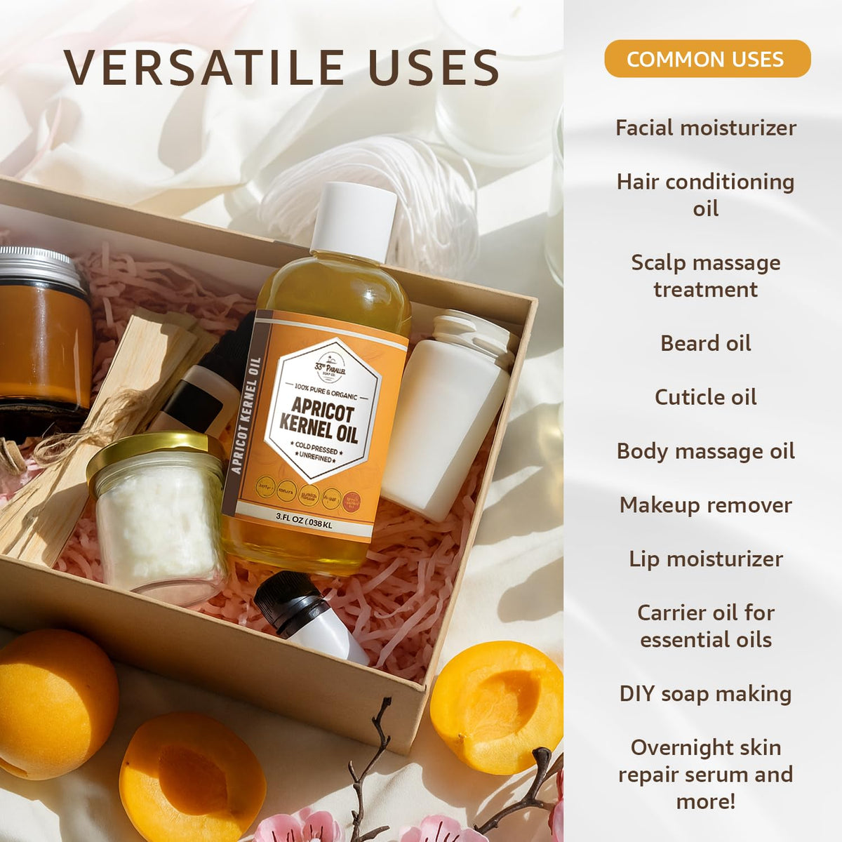 33RD PARALLEL SOAP CO apricot kernel oil pump in use for easy application