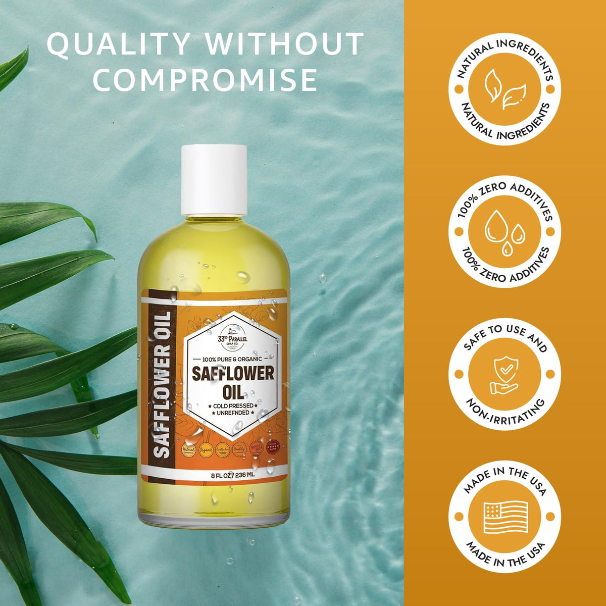33rd Parallel Soap Co safflower oil for hair nourishment and shine
