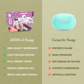 360Feel handmade castile soap bars showcase artisanal craft and gentle cleansing.
