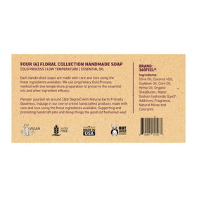 360Feel USA-made floral soap set emphasizes local production and premium cleansing.