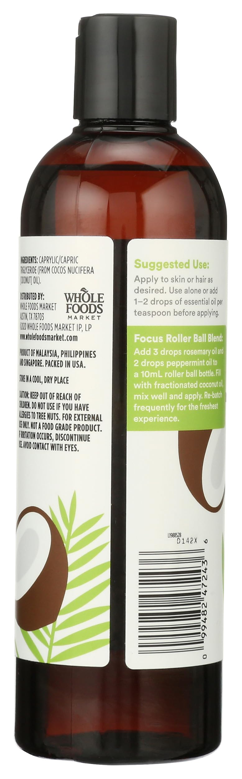 365 by Whole Foods Market coconut oil for skin application with lightweight hydration.