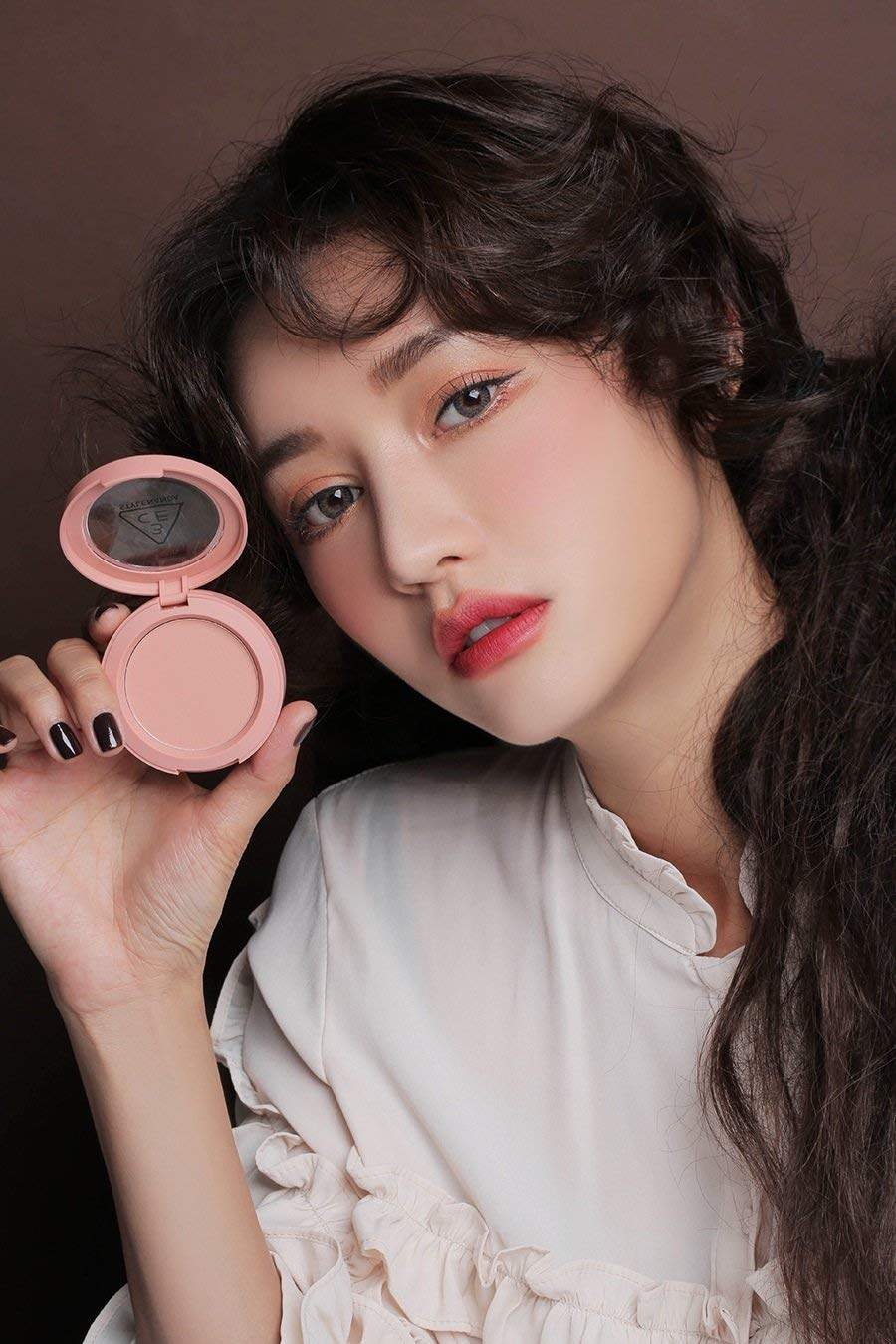 3CE Mood Recipe Mono Pink compact swatch on skin for buildable color