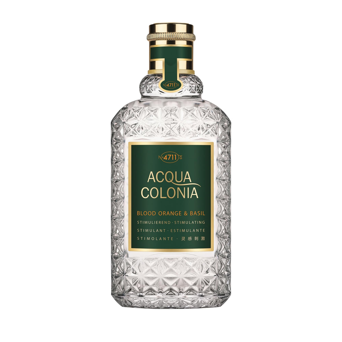 4711 Acqua Colonia Blood Orange & Basil bottle front shows fresh citrus aroma for daytime wear.