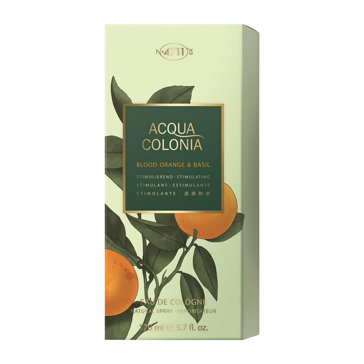 4711 Acqua Colonia Blood Orange & Basil label shows authentic citrus-basil freshness.