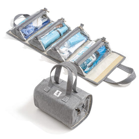 4kits hanging roll-up makeup bag closed for compact travel storage