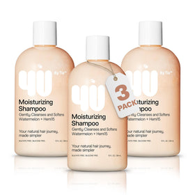 4U by Tia moisturizing curly shampoo 3-pack bottle closeup for hydrated curls.