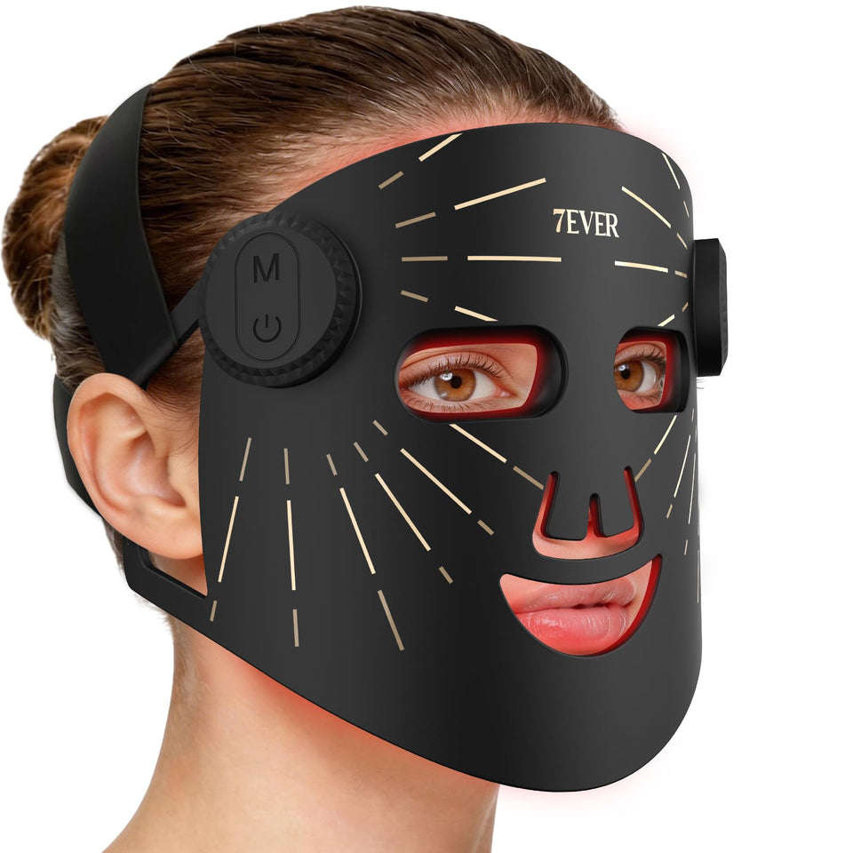 7ever red light mask provides full-face coverage for balanced skin treatment