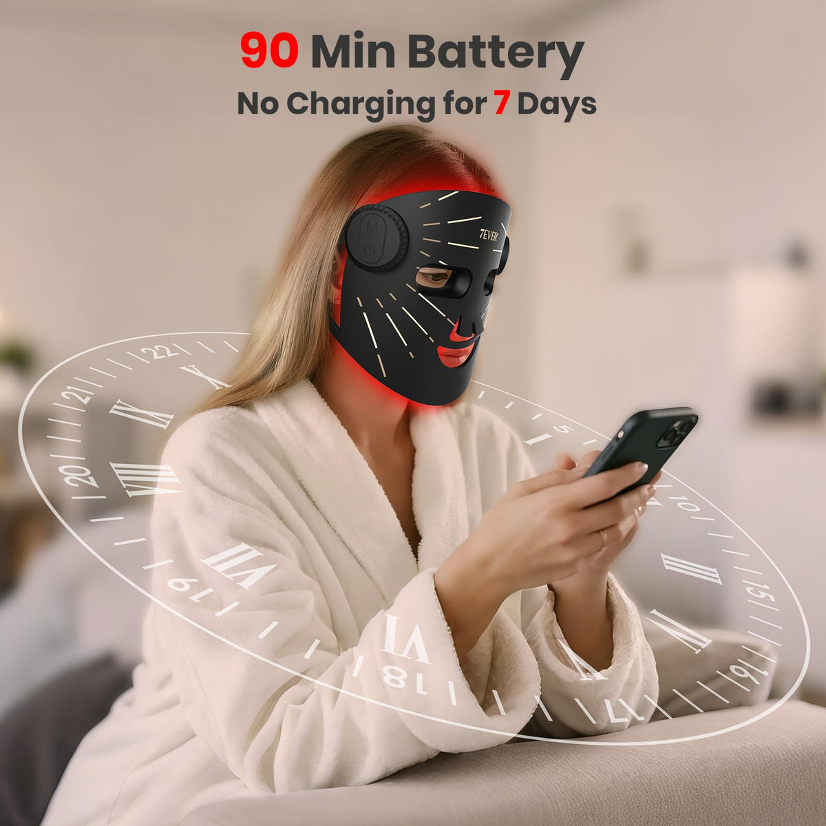 7ever recovery mode soothes the complexion with 520nm light