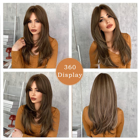 7JHH WIGS layered straight wig with smooth texture