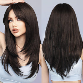 7JHH WIGS long natural black wig with bangs for daily wear and natural movement.