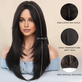 7JHH WIGS straight layered cut wig ideal for effortless everyday styling.