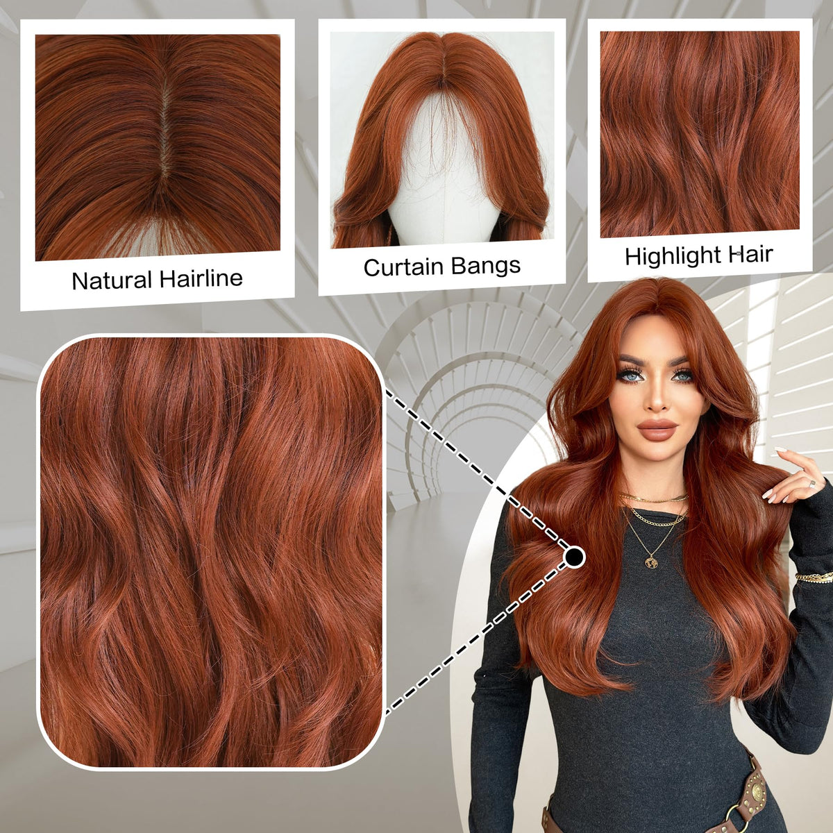 7JHHWIGS breathable rose net cap provides secure, comfortable fit for extended wear.