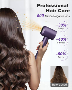 7MAGIC High-Speed Hair Dryer Purple showcases brushless motor for healthier styling