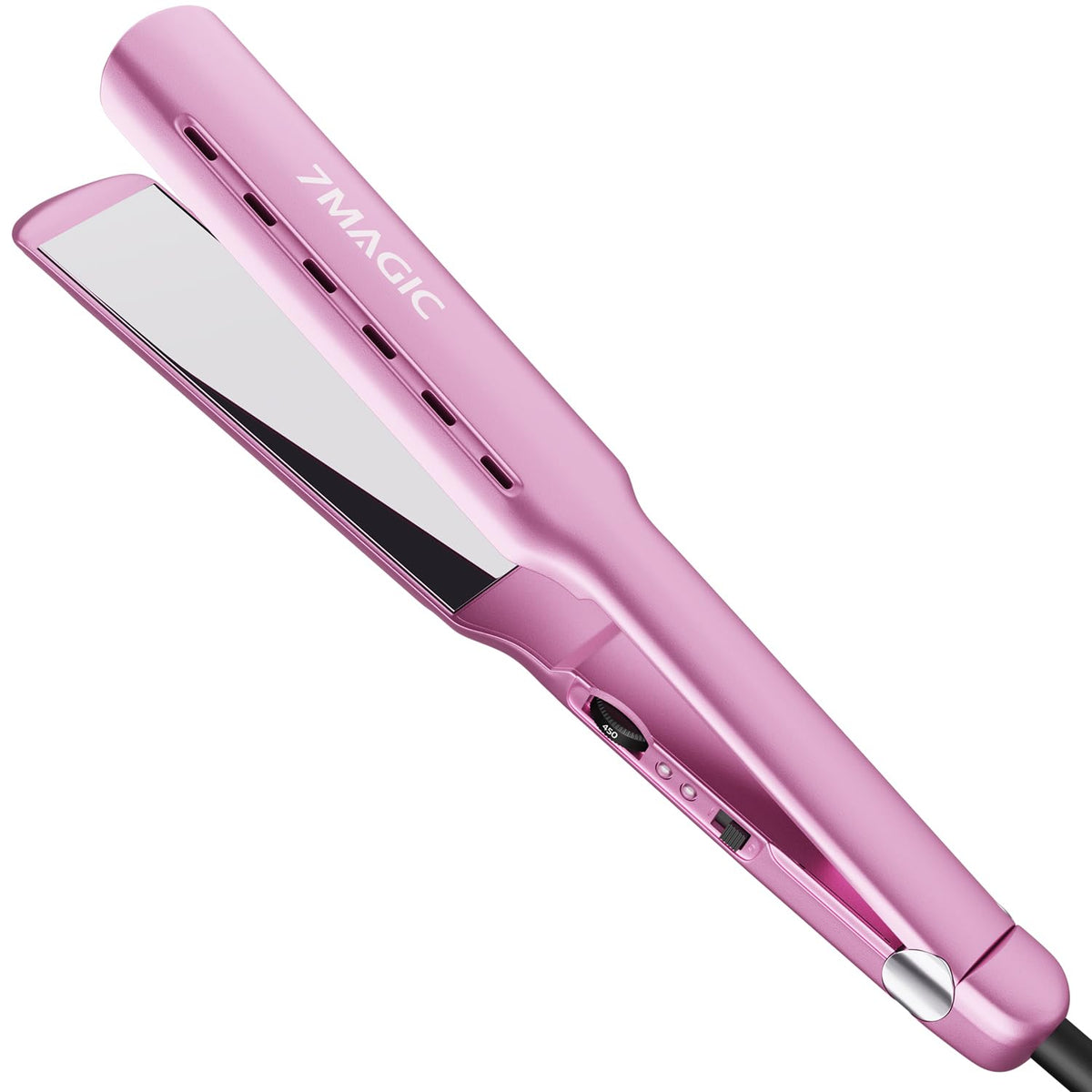 7MAGIC Nano Titanium Wide Flat Iron front view for thick hair with fast, even styling.