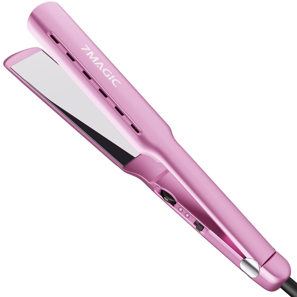 7MAGIC Nano Titanium Wide Flat Iron front view for thick hair with fast, even styling.