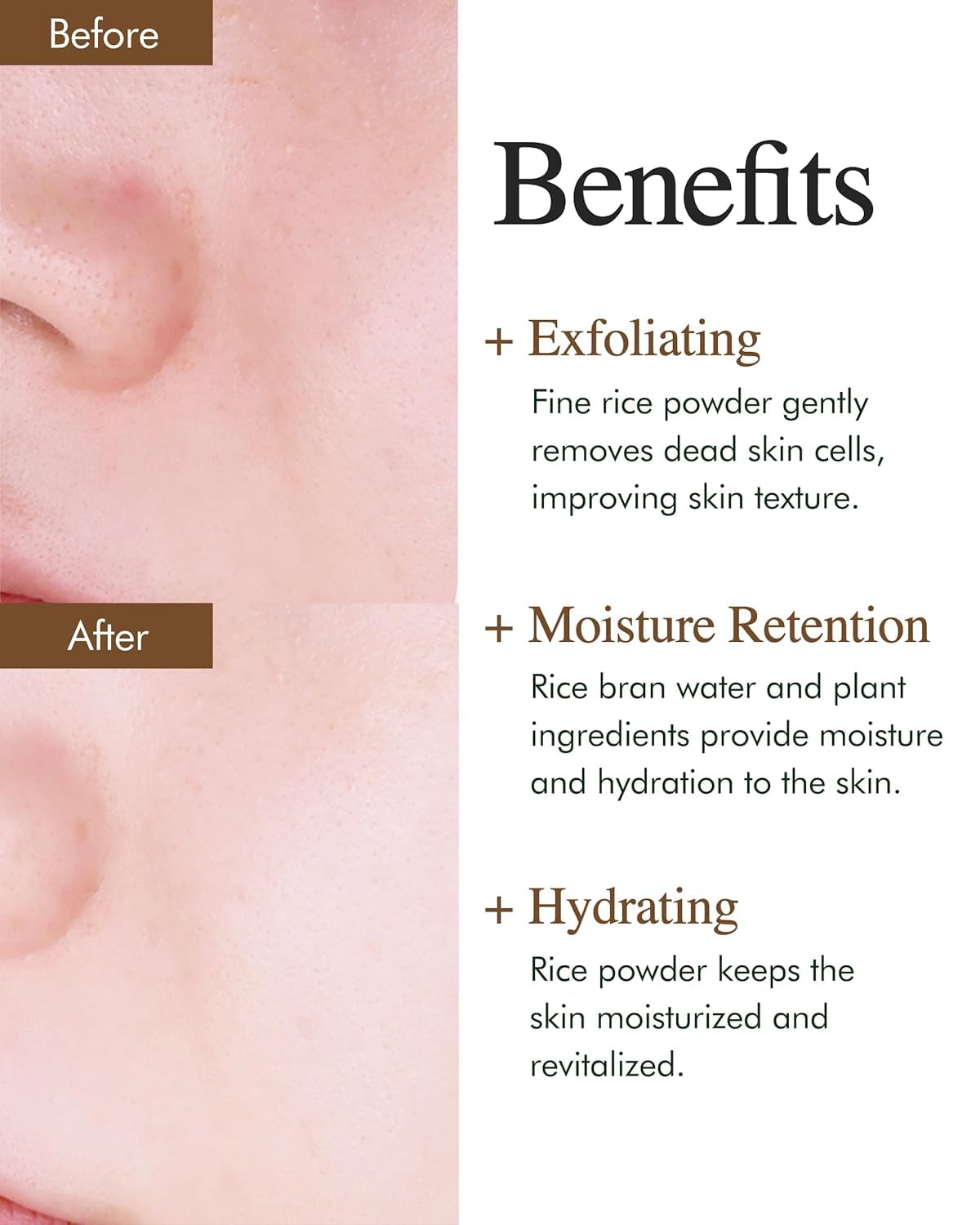 9 Wishes 100% Korean rice powder closeup illustrating soft exfoliation